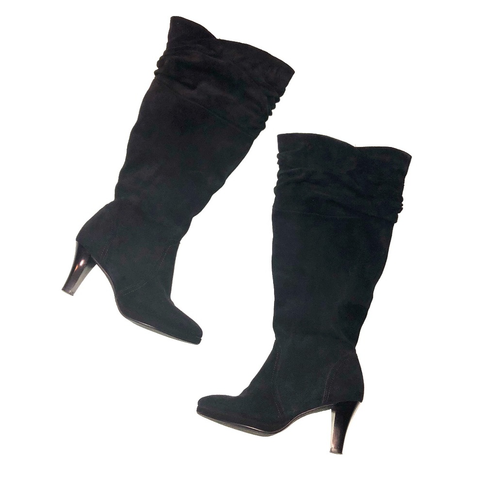 HOT IN HOLLYWOOD Black Suede Knee High Boots 7.5 W